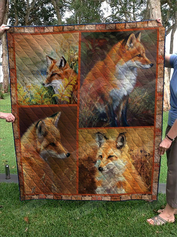 Fox Make Happy Fox And Nature Quilt Blanket Great Customized Blanket Gifts For Birthday Christmas Thanksgiving Perfect Gifts For Fox Lovers