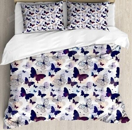 Butterfly Cotton Bed Sheets Spread Comforter Duvet Cover Bedding Sets