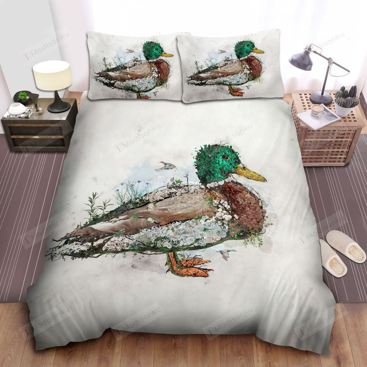 The Nature Inside Male Mallard Surreal Art Bed Sheet Spread Comforter Duvet Cover Bedding Sets