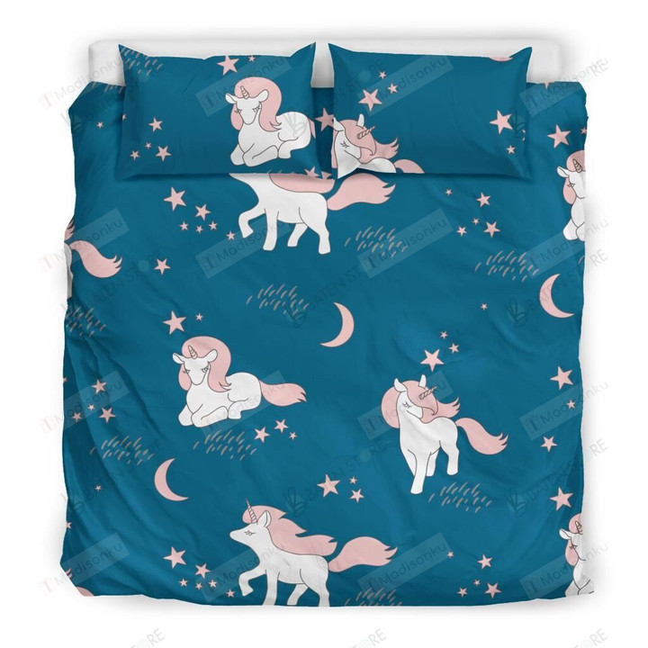 Cute Unicorn Sun Star Bed Sheets Duvet Cover Bedding Set Great Gifts For Birthday Christmas Thanksgiving