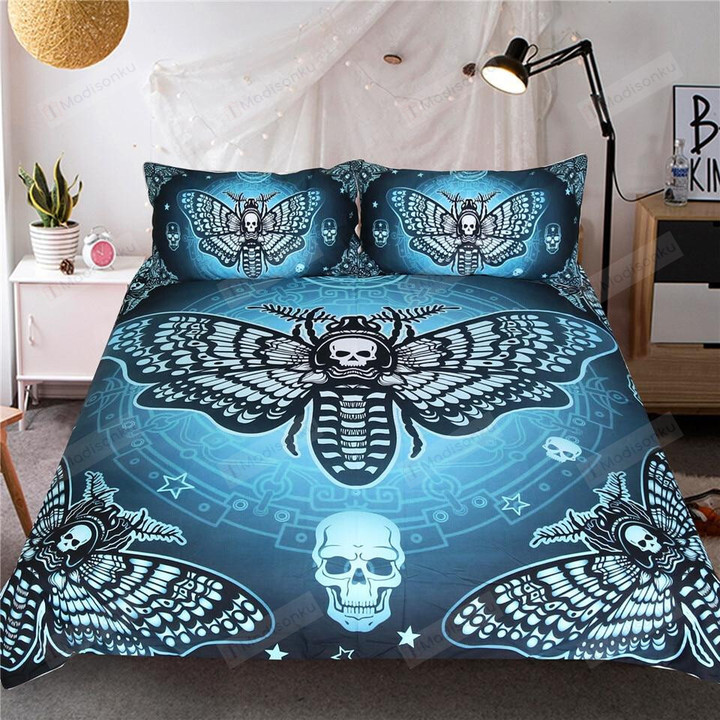Death Skull Moth Cotton Bed Sheets Spread Comforter Duvet Cover Bedding Sets