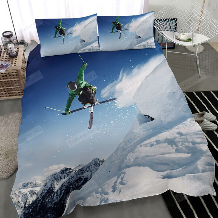 Skiing Cotton Bed Sheets Spread Comforter Duvet Cover Bedding Sets