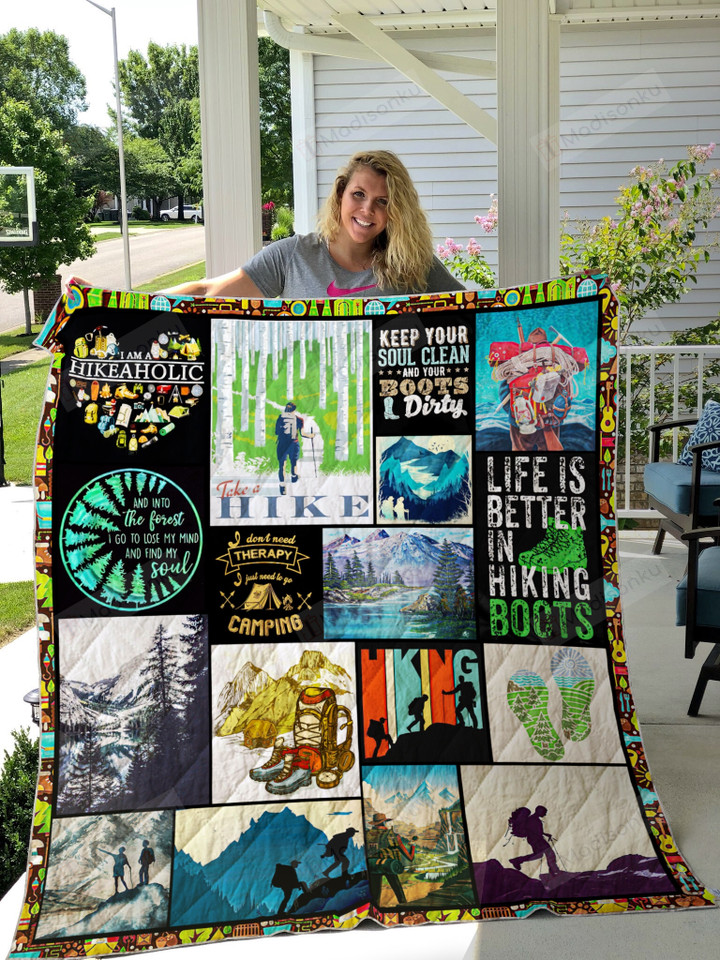 Hiking Life Is Better In Hiking Boots Quilt Blanket Great Customized Gifts For Birthday Christmas Thanksgiving Perfect Gifts For Hiking Lover