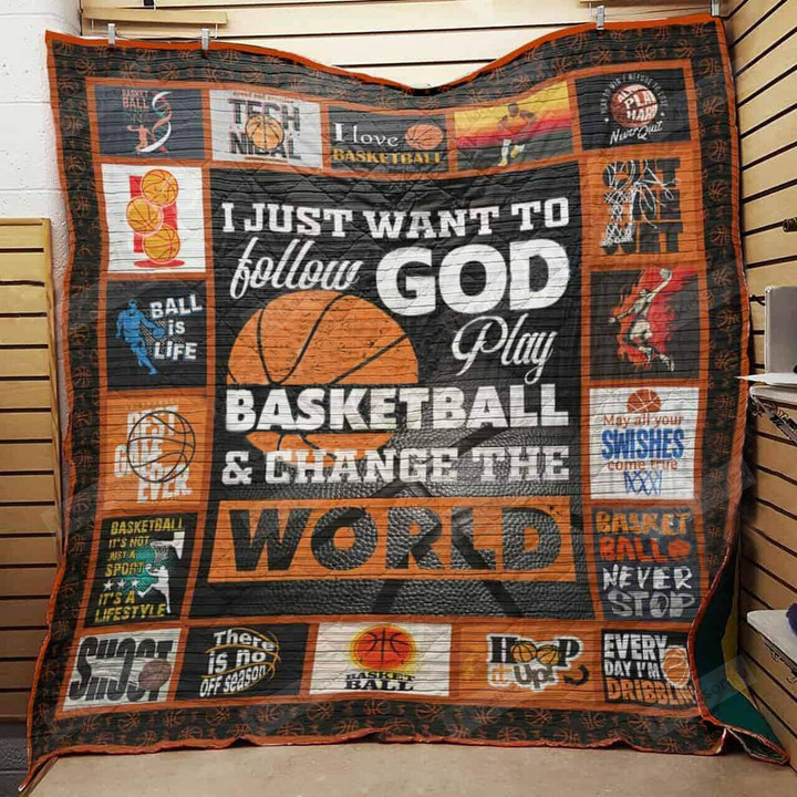 Basketball I Just Want To Follow God Quilt Blanket Great Customized Gifts For Birthday Christmas Thanksgiving Perfect Gifts For Basketball Lover