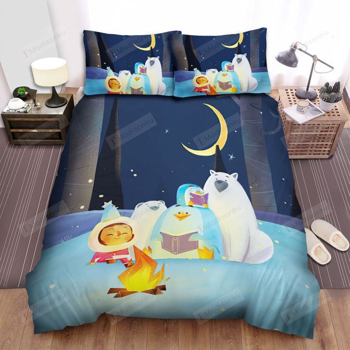 The Wild Animal - The Penguin King Reading A Story Bed Sheets Spread Duvet Cover Bedding Sets