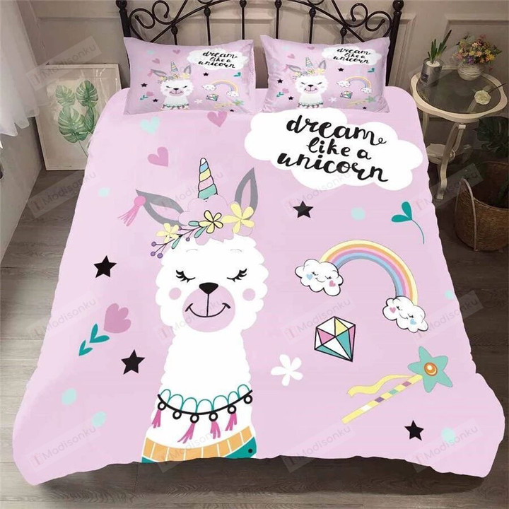 3D Dream Like A Unicorn Cotton Bed Sheets Spread Comforter Duvet Cover Bedding Sets