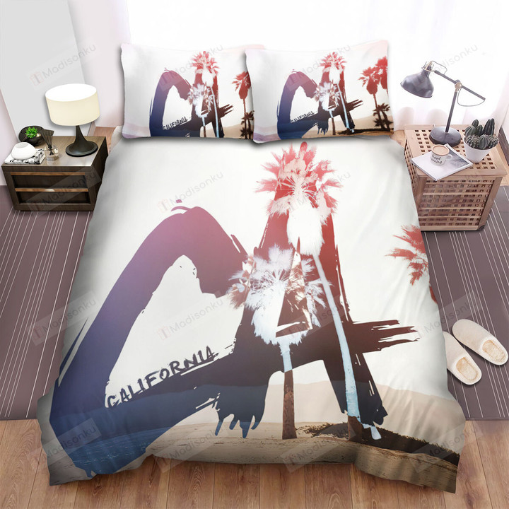 California Beach Palm Trees Bed Sheets Spread Comforter Duvet Cover Bedding Sets