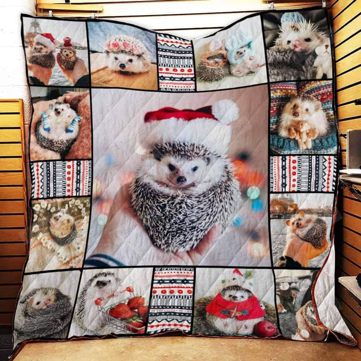 Hedgehog Christmas Quilt Blanket Great Customized Blanket Gifts For Birthday Christmas Thanksgiving