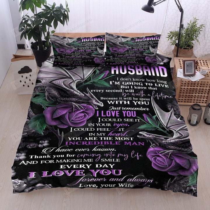 Personalized Dragon Rose To My Husband From Wife Thank You For Coming Into My Life Cotton Bed Sheets Spread Comforter Duvet Cover Bedding Sets