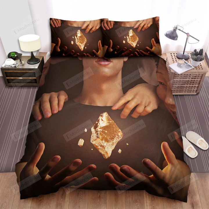 Golden Ethereum Holding Artwork Bed Sheets Spread Duvet Cover Bedding Sets