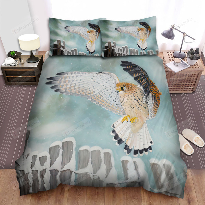 The Falcon Flying In The Winter Bed Sheets Spread Duvet Cover Bedding Sets