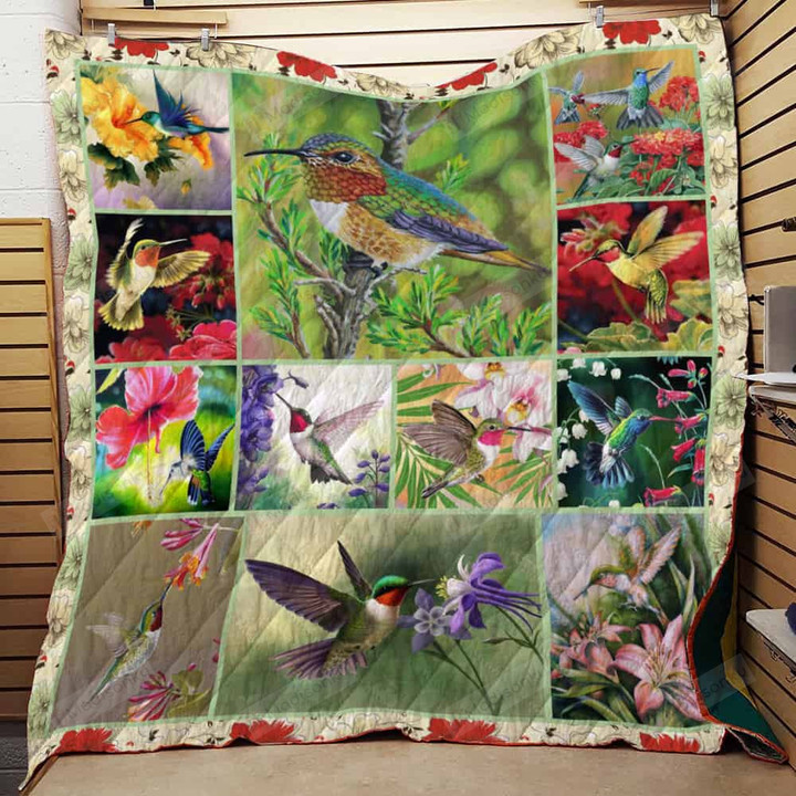 Hummingbird Flowers Quilt Blanket Great Customized Gifts For Birthday Christmas Thanksgiving Perfect Gifts For Hummingbird Lover