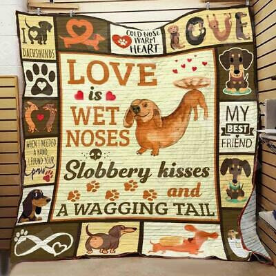 Dachshund Love Is Wet Noses Sloberry Kisses And A Wagging Tail Quilt Blanket Great Customized Blanket Gifts For Birthday Christmas Thanksgiving