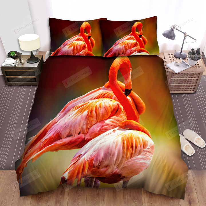 The Wildlife - The Flamingo Pluming Feathers Bed Sheets Spread Duvet Cover Bedding Sets