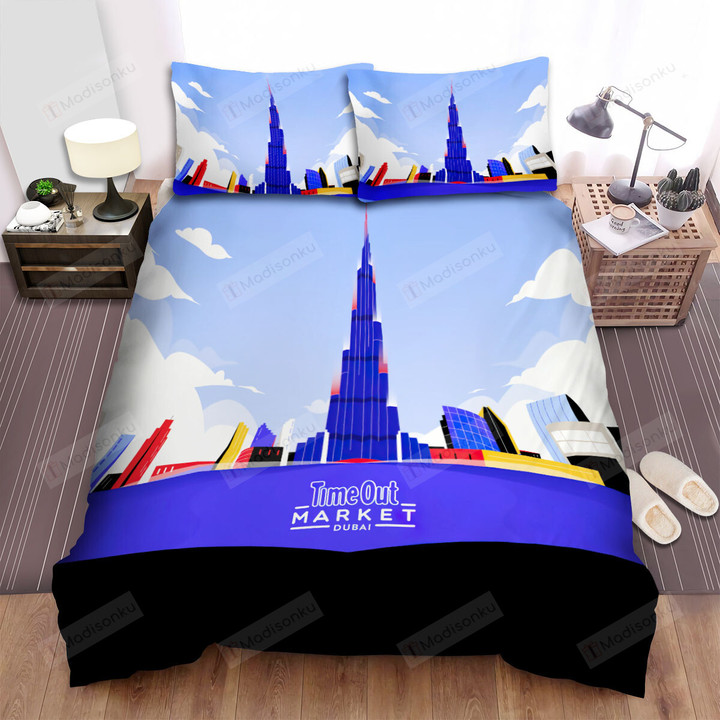 Burj Khalifa Dubai Uae Illustration Bed Sheets Spread Comforter Duvet Cover Bedding Sets