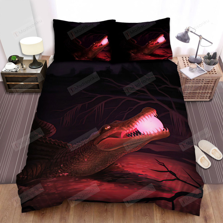 The Crocodile Keeping A Pink Ball Bed Sheets Spread Duvet Cover Bedding Sets