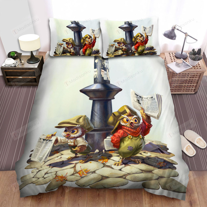 The Wild Bird - The Owl Newspaper Boy Bed Sheets Spread Duvet Cover Bedding Sets
