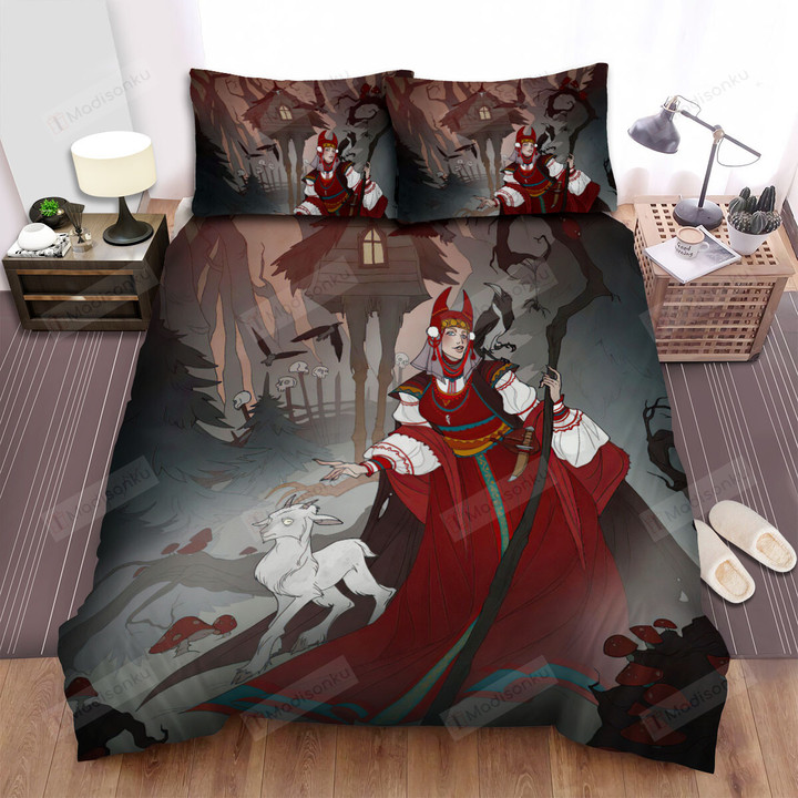 Baba Yaga And The White Goat Bed Sheets Spread Duvet Cover Bedding Sets