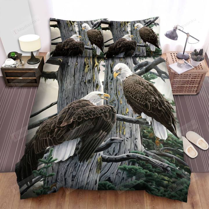 The Wild Animal - The Bald Eagle In The High Tree Bed Sheets Spread Duvet Cover Bedding Sets