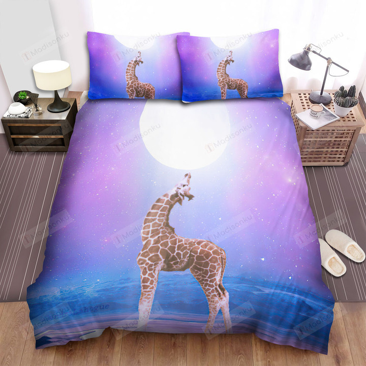 The Wild Creature - The Giraffe Touching The Moon Bed Sheets Spread Duvet Cover Bedding Sets