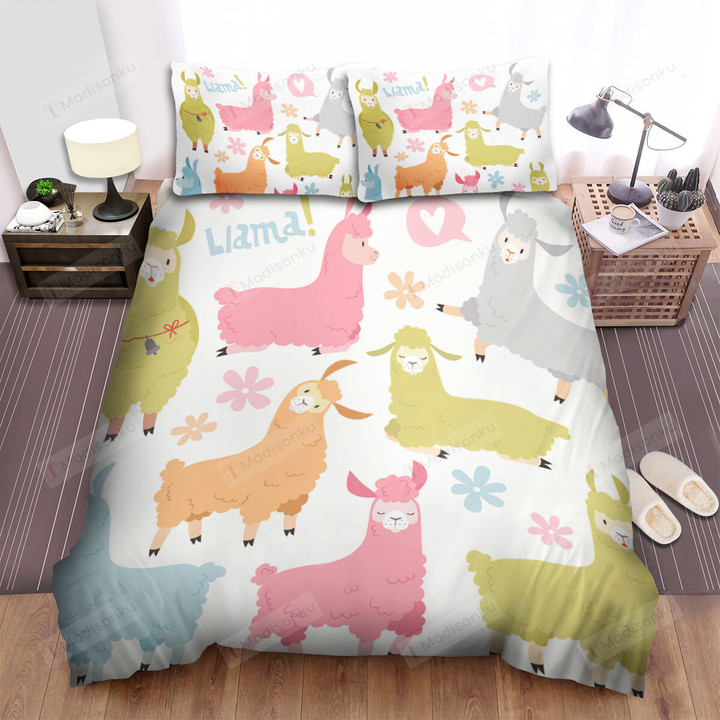 The Colorful Llama Seamless Bed Sheets Spread Duvet Cover Bedding Sets