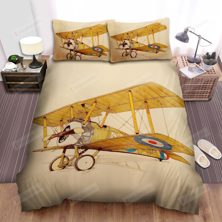 French Plane In Ww1 - Drawing Of Spad Bed Sheets Spread Duvet Cover Bedding Sets