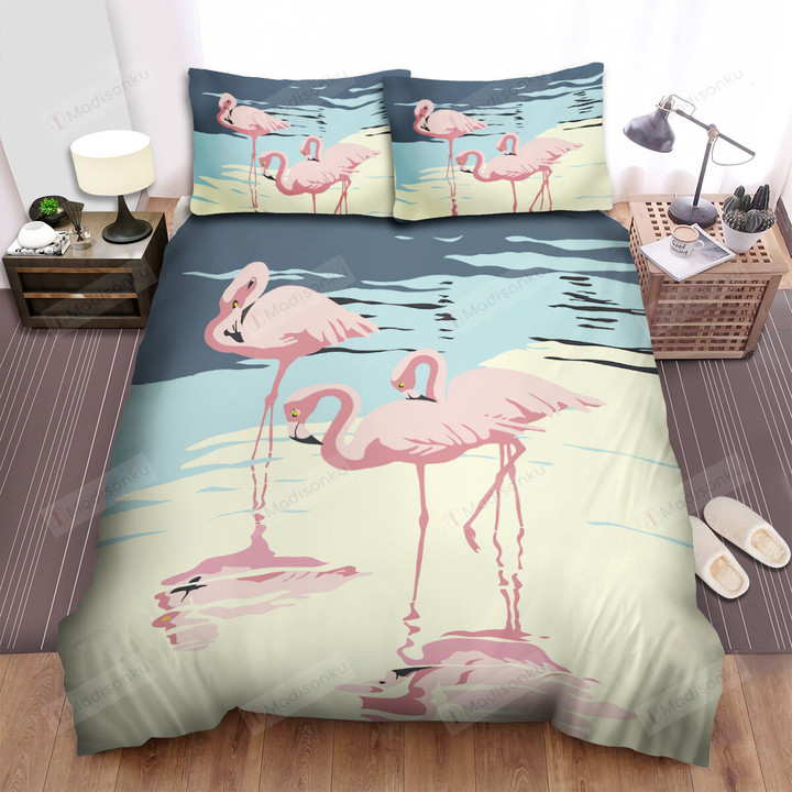 The Natural Bird - The Flamingo In The River Bed Sheets Spread Duvet Cover Bedding Sets