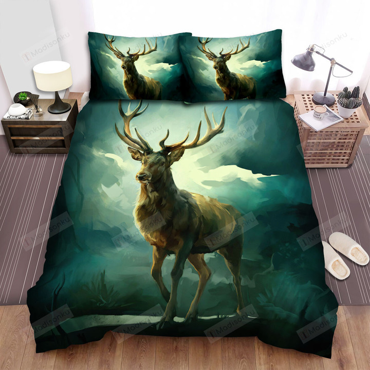 The Deer Portrait Watercolor Bed Sheets Spread Duvet Cover Bedding Sets