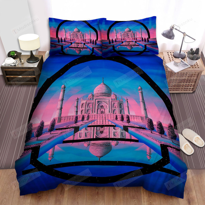 Taj Mahal Black Circle Art Bed Sheets Spread Comforter Duvet Cover Bedding Sets
