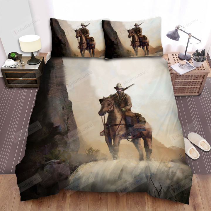 Cowboy At A Waterfall Artwork Bed Sheets Spread Duvet Cover Bedding Sets