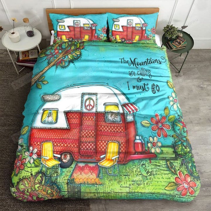 3D Camping The Mountains Are Calling And I Must Go Cotton Bed Sheets Spread Comforter Duvet Cover Bedding Sets