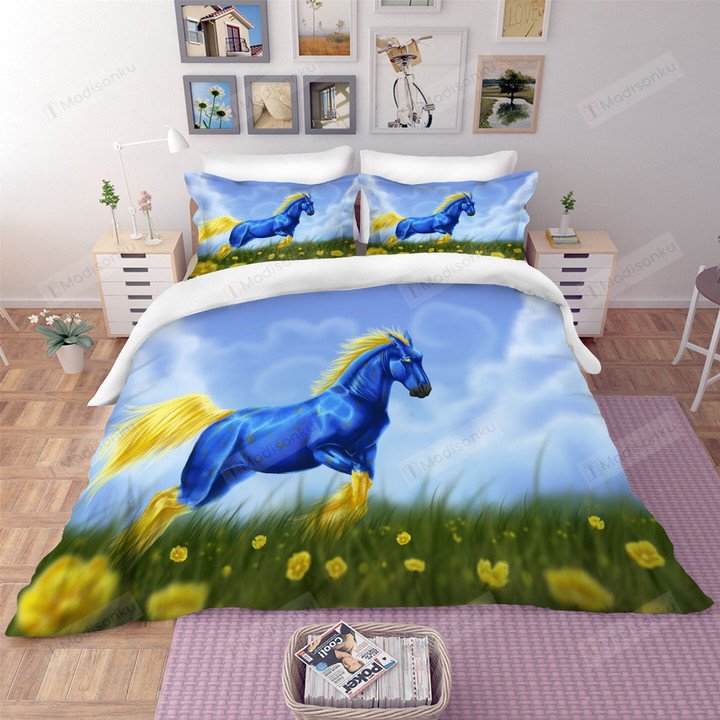 3d Blue Myth Horse Bed Sheet Duvet Cover Bedding Sets