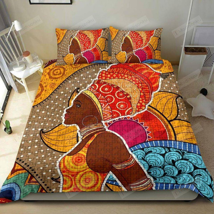 Traditional Black Girl African Duvet Cover Bedding Set