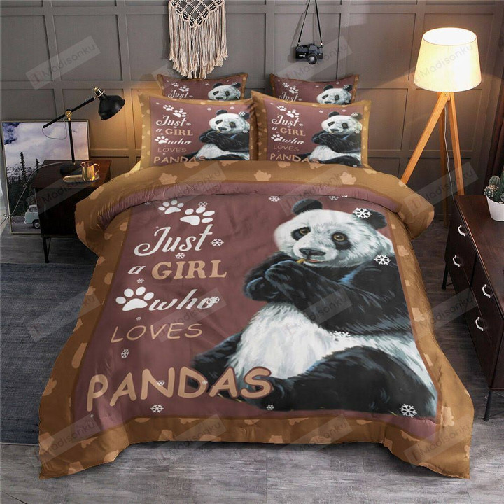 Panda Just A Girl Who Loves Pandas Cotton Bed Sheets Spread Comforter Duvet Cover Bedding Sets