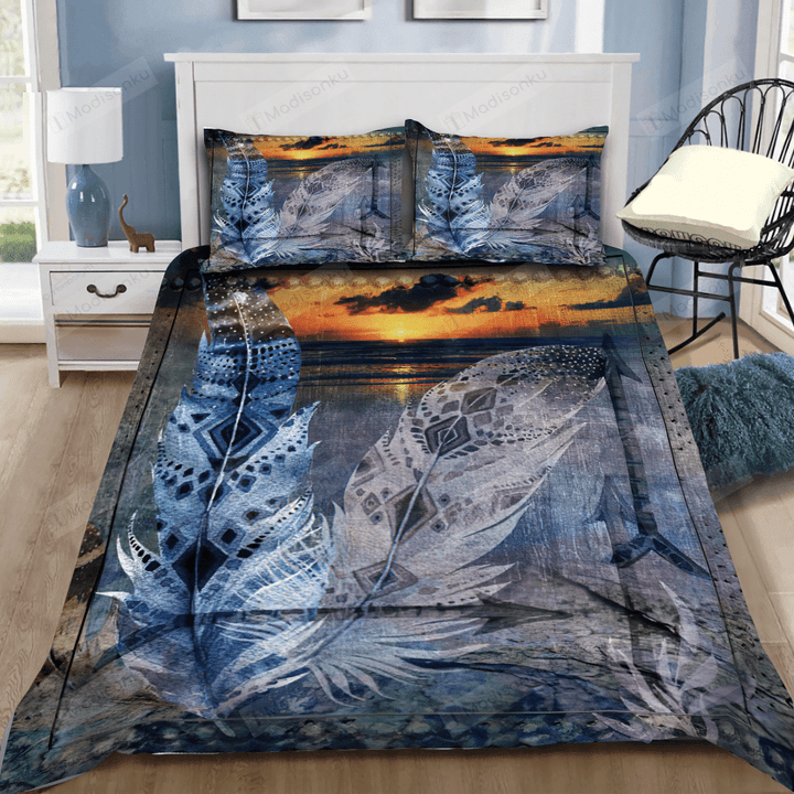Native American Feather Bed Sheets Spread Comforter Duvet Cover Bedding Sets