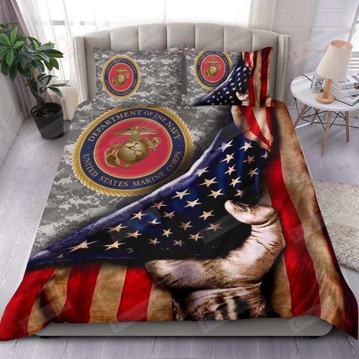 United State Marine Corp And American Flag Bedding Set Cotton Bed Sheets Spread Comforter Duvet Cover Bedding Sets