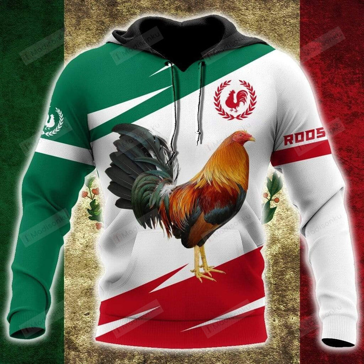 Green And Red Rooster 3D All Print Hoodie, Zip- Up Hoodie