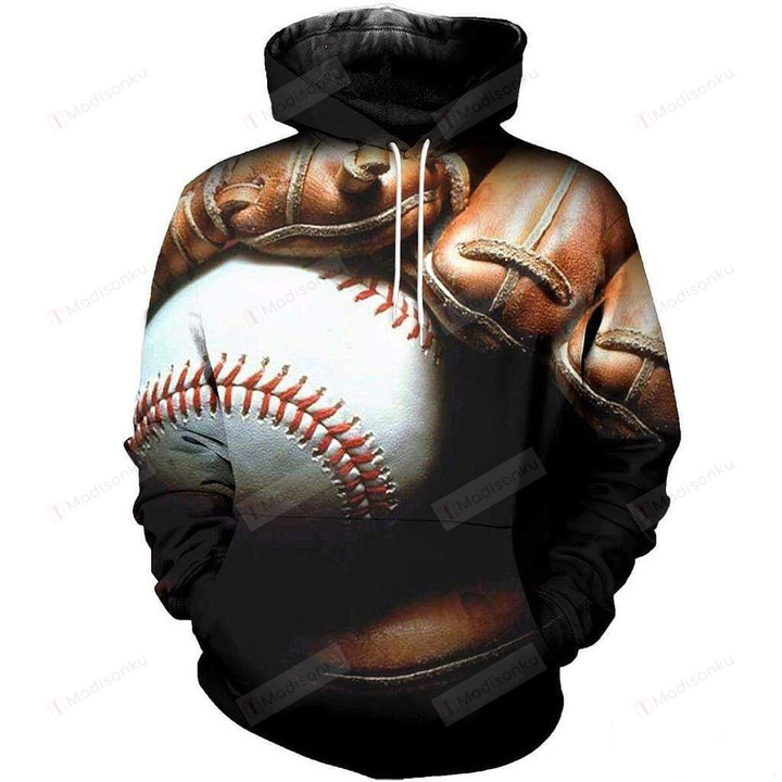 Baseball Glove And Ball Brown 3D All Print Hoodie, Zip- Up Hoodie