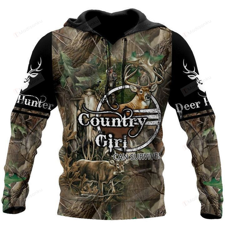 Country Girl Hunting Camouflage 3D All Over Printed Hoodie, Zip- Up Hoodie
