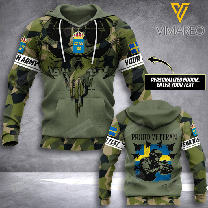 Personalized Sweden Veteran 3D All Print Hoodie, Zip- Up Hoodie