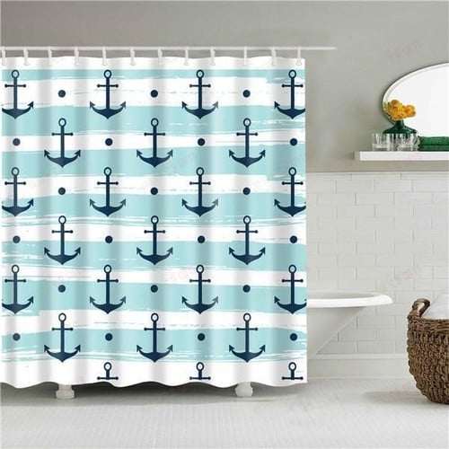 Anchor Print Fabric Shower Curtain