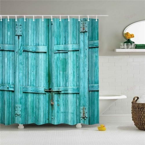 Aqua Doors Fabric Shower Curtain