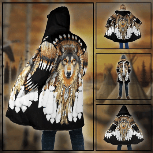 Native Wolf Dreamcatcher Hooded Coat CL03