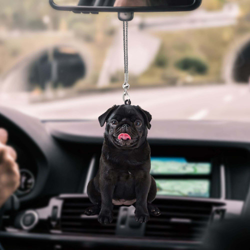 Black Pug Car Hanging Ornament DOGO1