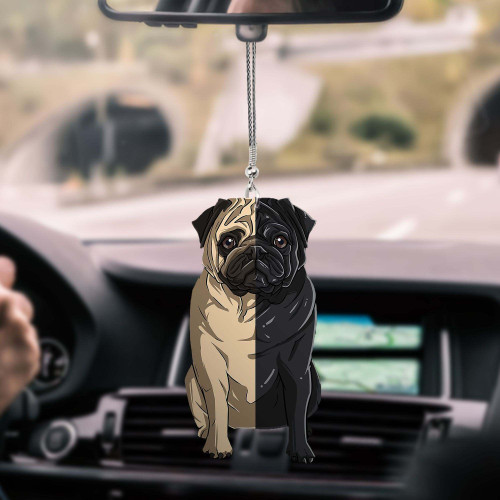 Brown-Black Pug Car Hanging Ornament DOGO5