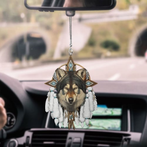Native Wolf Dreamcatcher Car Hanging Ornament NAO8
