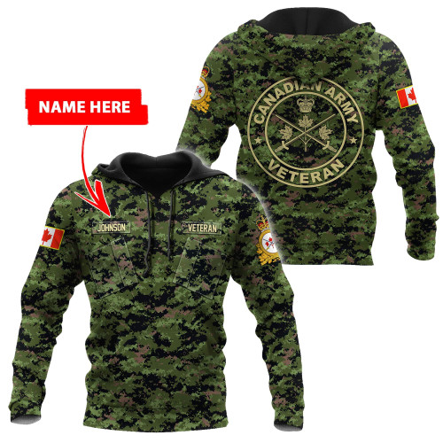 Custom Name Canadian Army Veteran 3D Printed Shirts CVT9