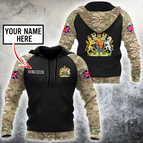 Royal Coat of Arms of the United Kingdom Personalized Name - 3D All Over Printed Shirts For Men and Women BVT2