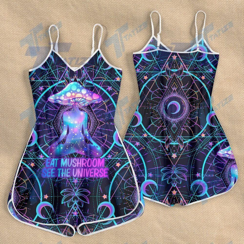 EAT MUSHROOM SEE THE UNIVERSE PSYCHEDELIC ROMPERS FOR WOMEN PSR2