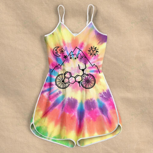 TIE DYE LSD BICYCLE ROMPERS FOR WOMEN PSR5